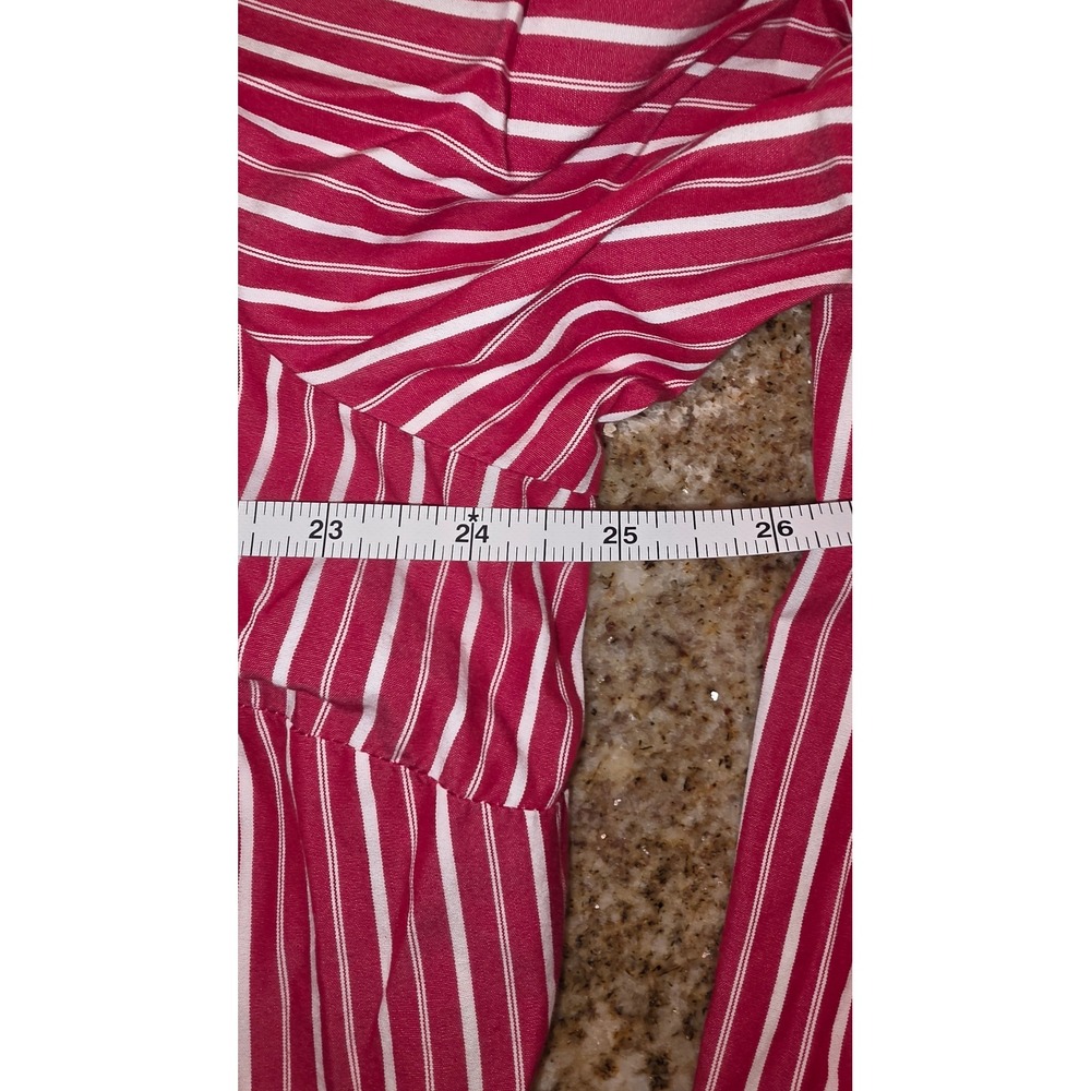 Tommy Hilfiger Woman Red White Striped Ruffle Front Button Down Shirt Size 18 - Picture 6 of 10